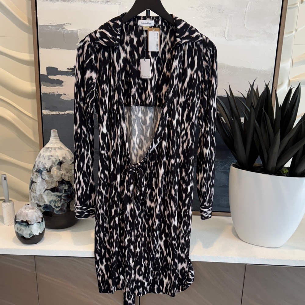 Calvin Klein Black and White Midi Dress